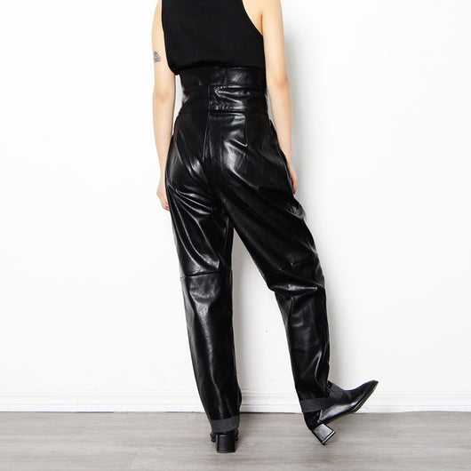 Pantalones de Cuero PU Cintura Alta Ajustados para Mujer - Estilo Casual Moderno - Image 5