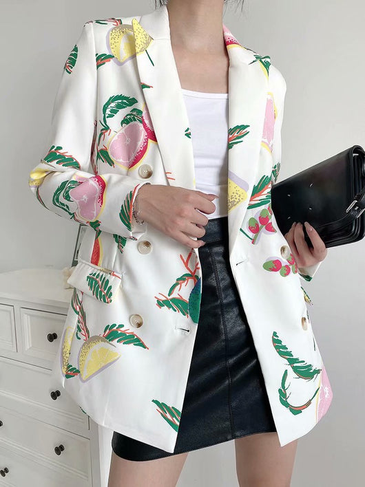 Blazer Estampado de Frutas - Diseño Europeo y Americano para Otoño - Image 7