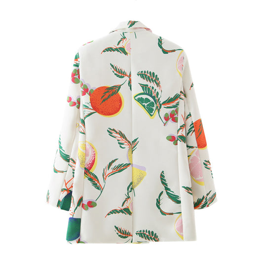 Blazer Estampado de Frutas - Diseño Europeo y Americano para Otoño - Image 2