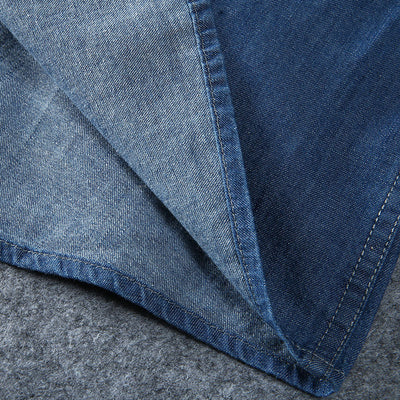 Camisa Denim Casual de Manga Corta Cuello Redondo - Image 9