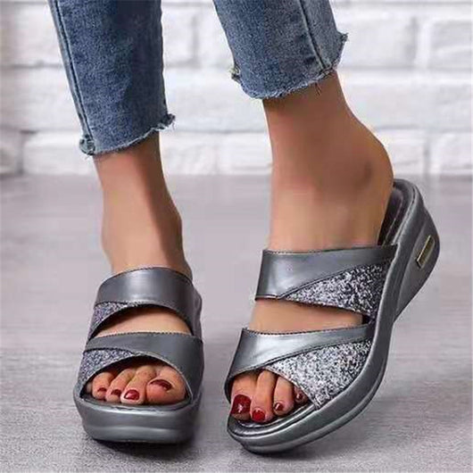 Sandalias Tipo Cuña con Lentejuelas - Talla Grande para Mujer - Image 9