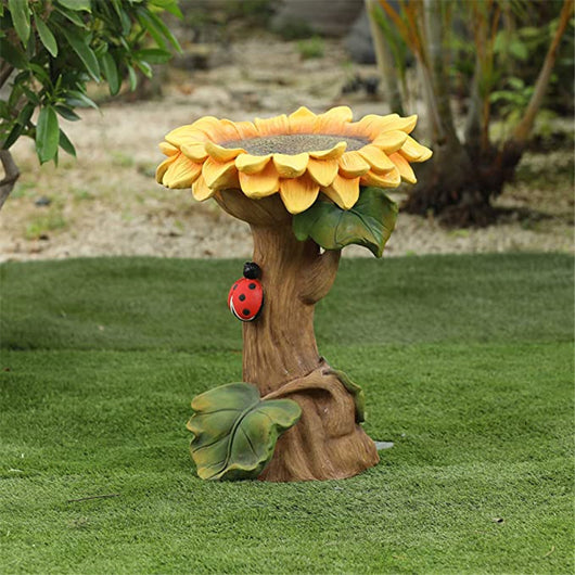 Bebedero para Pájaros de Resina con Diseño de Girasol - Decoración de Jardín - Image 12