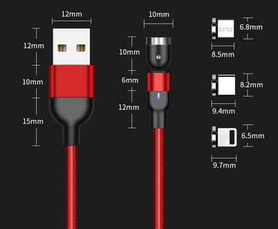 Cable de Carga Magnético Rotativo 540° - Conector Universal Tres en Uno - Image 33