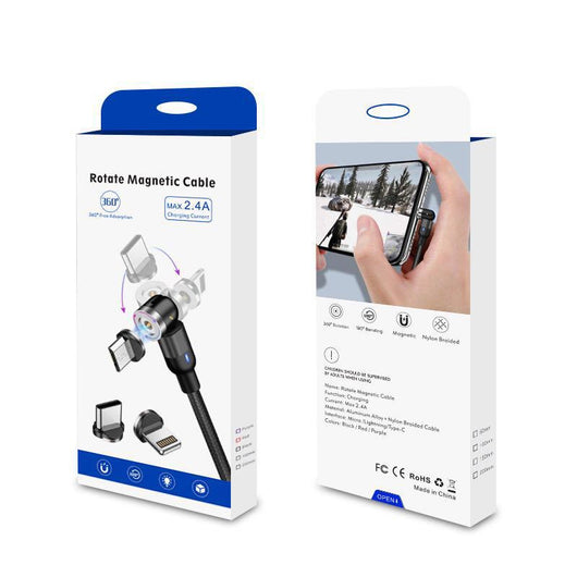 Cable de Carga Magnético Rotativo 540° - Conector Universal Tres en Uno - Image 8