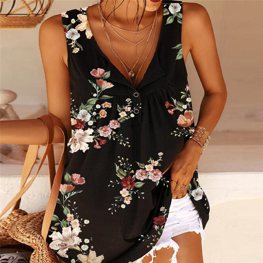 Blusa Chaleco sin Mangas con Estampado y Botones para Mujer