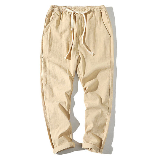 Pantalones Cortos de Algodón y Lino para Hombre con Cintura Elástica - Image 18