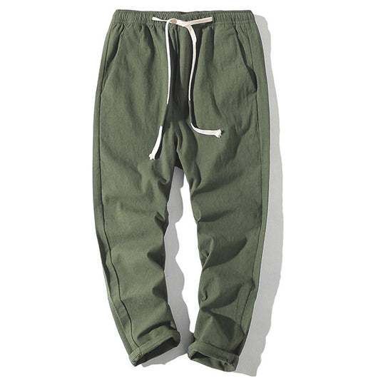 Pantalones Cortos de Algodón y Lino para Hombre con Cintura Elástica - Image 13