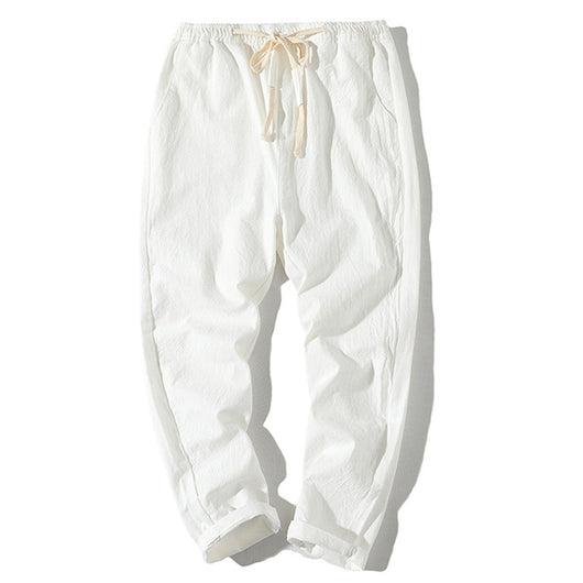 Pantalones Cortos de Algodón y Lino para Hombre con Cintura Elástica - Image 14