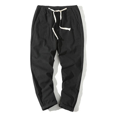 Pantalones Cortos de Algodón y Lino para Hombre con Cintura Elástica - Image 2