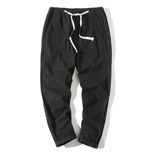 Pantalones Cortos de Algodón y Lino para Hombre con Cintura Elástica - Image 2