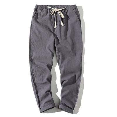 Pantalones Cortos de Algodón y Lino para Hombre con Cintura Elástica - Image 6