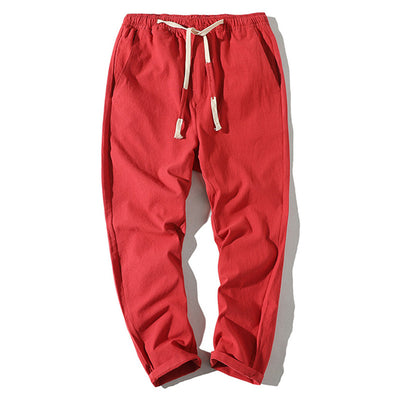 Pantalones Cortos de Algodón y Lino para Hombre con Cintura Elástica - Image 7