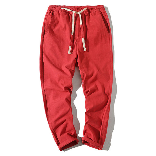 Pantalones Cortos de Algodón y Lino para Hombre con Cintura Elástica - Image 7