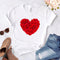 Camiseta Día del Amor Flores Novias Talla Grande Suelta Manga Corta
