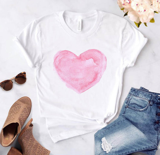 Camiseta Día del Amor Flores Novias Talla Grande Suelta Manga Corta - Image 4