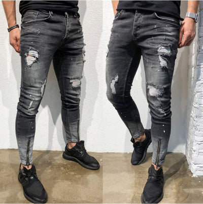Pantalón Jeans Roto Hombre con Cierre y Cintura Elástica - Estilo Urbano - Image 8