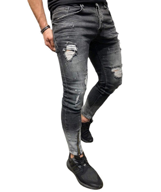 Pantalón Jeans Roto Hombre con Cierre y Cintura Elástica - Estilo Urbano - Image 3