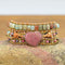 Pulsera Multicapa de Piedra Natural Corazón Rojo con Tejido Artesanal