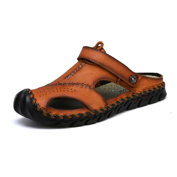 Sandalias Casuales Hombre Talla Grande - Cuero Transpirable Dos Capas