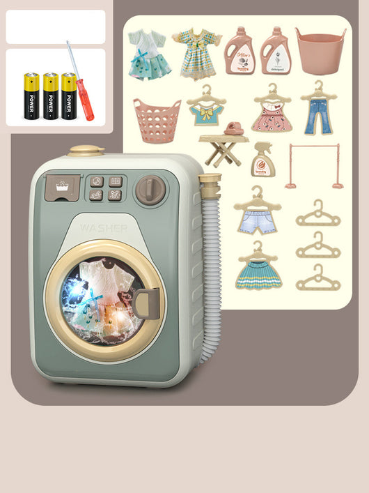 Set de Juguete de Limpieza con Electrodomésticos Miniatura - Lavadora y Accesorios para Casa de Muñecas