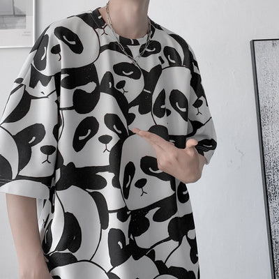 Playera Estampado Panda Creativo Manga Corta para Hombre - Image 9