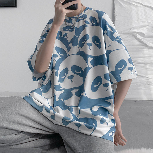 Playera Estampado Panda Creativo Manga Corta para Hombre