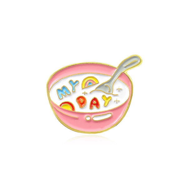Broche Decorativo Cuenco de Leche con Gotitas - Diseño Adorable y Alegre