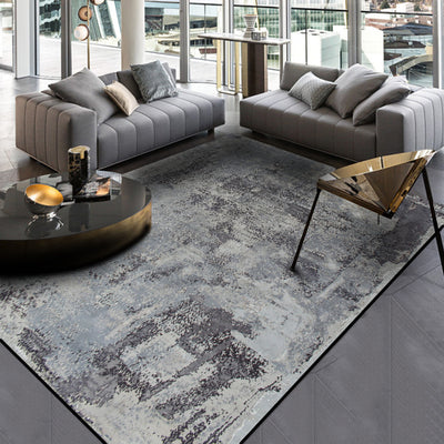 Tapete Moderno Estilo Chino Abstracto Gris Cemento - Alfombra Terciopelo Cristal para Sala y Dormitorio - Image 2