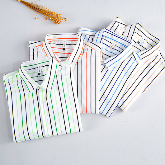 Camisa Casual a Rayas de Colores Trendy - Image 9