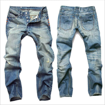 Pantalones Vaqueros Slim Fit Europeos para Hombre - Jeans Rectos Casuales de Corte Moderno