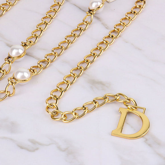 Collar de Cadena Metálica con Letras - Lujo Minimalista Europeo
