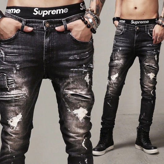 Jeans Retro Estampados con Lavado Vintage y Cierre Frontal Elástico - Image 9
