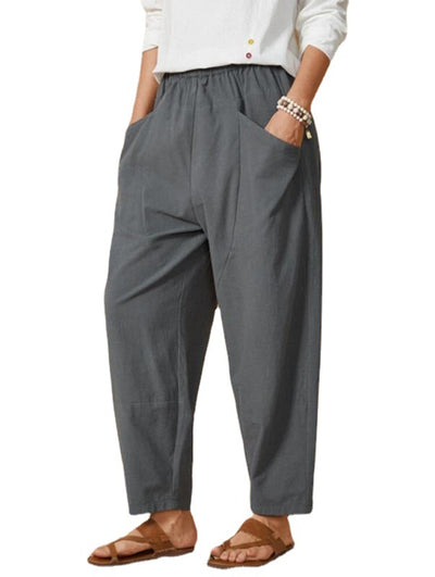 Pantalones Harem Sueltos Urbanos Cintura Elástica para Mujer - Image 11
