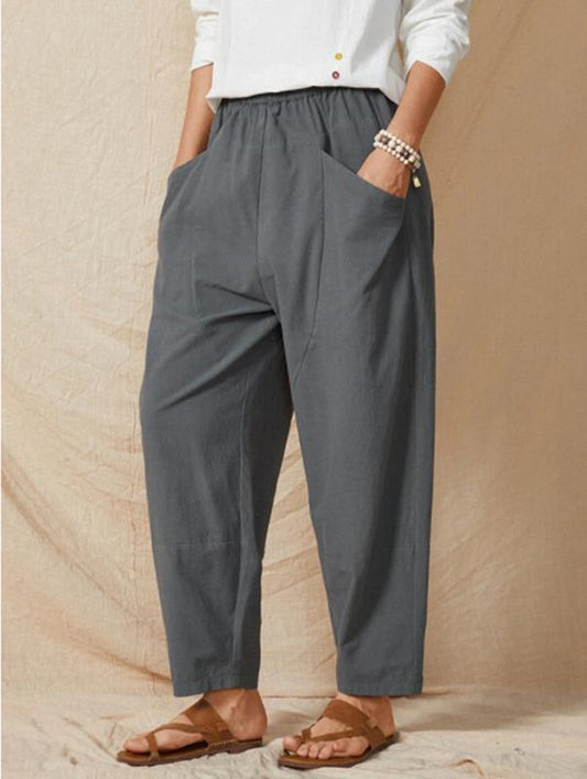 Pantalones Harem Sueltos Urbanos Cintura Elástica para Mujer - Image 2