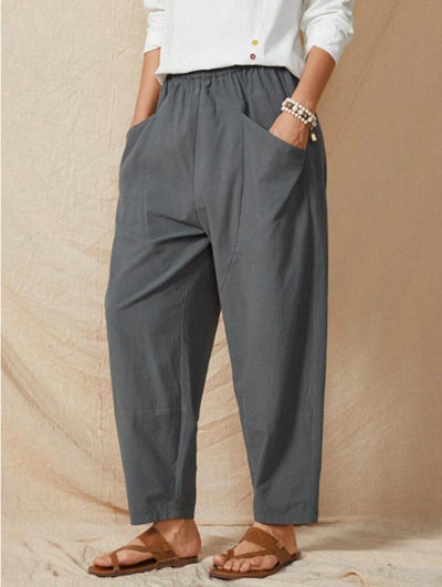 Pantalones Harem Sueltos Urbanos Cintura Elástica para Mujer - Image 2