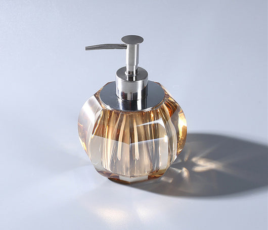 Set de Baño Lujo Cristal con Jabonera Decorativa, Gel y Sanitizante