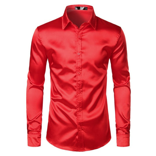 Camisas de Satén Negro para Hombre - Elegancia Profesional