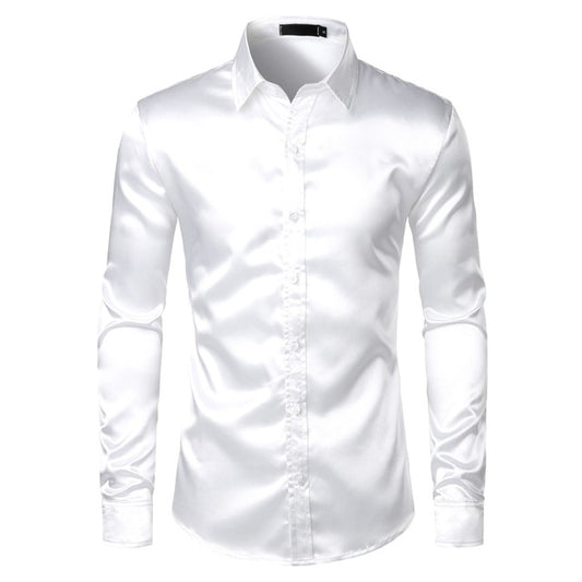 Camisas de Satén Negro para Hombre - Elegancia Profesional - Image 2