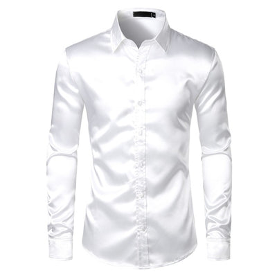 Camisas de Satén Negro para Hombre - Elegancia Profesional - Image 2