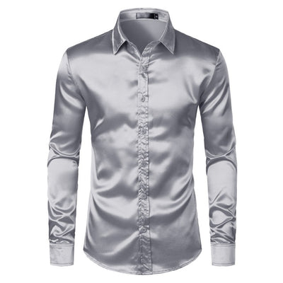 Camisas de Satén Negro para Hombre - Elegancia Profesional - Image 4