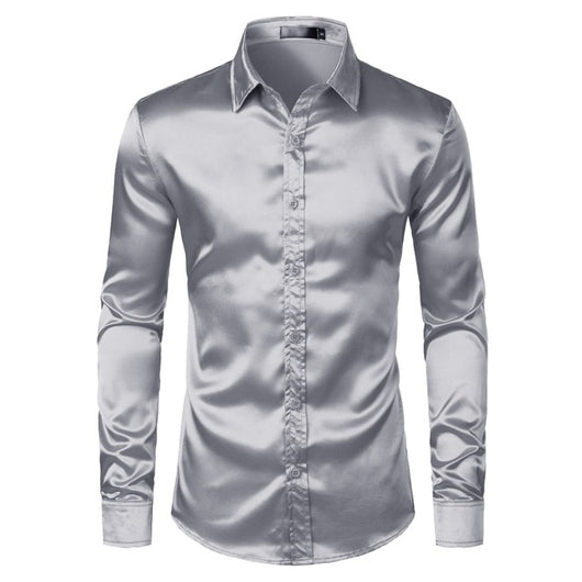 Camisas de Satén Negro para Hombre - Elegancia Profesional - Image 4