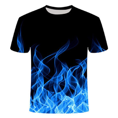 Playera Deportiva Mesh con Tecnología Absorbente de Humedad - Diseño Flama Azul Rojo - Image 5