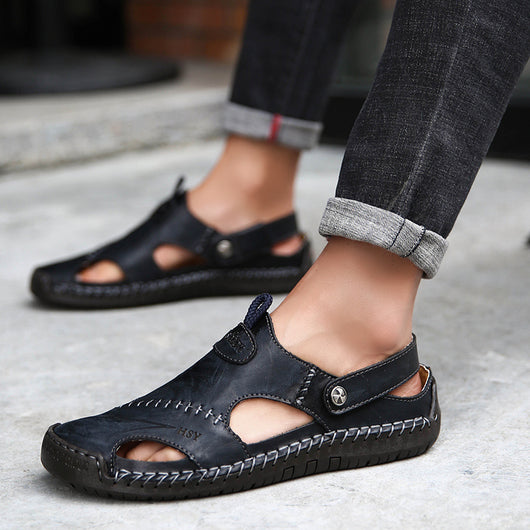 Sandalias Romanas de Cuero Genuino para Hombre - Comodidad de Verano - Image 2