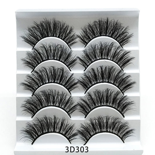 Pestañas Postizas 3D de Visón - Set de 5 Pares con Tallo de Algodón Suave - Image 3