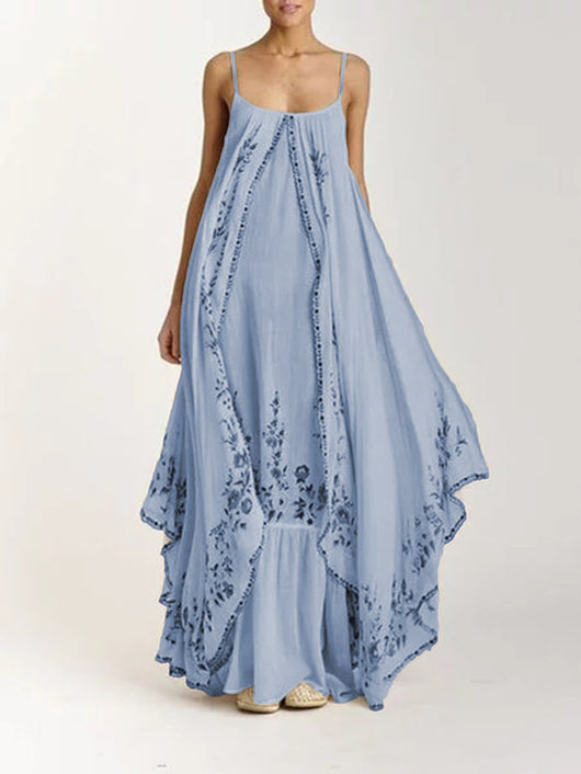 Vestido Largo Suelto con Tirante Único y Estampado - Falda Maxi Versátil - Image 10