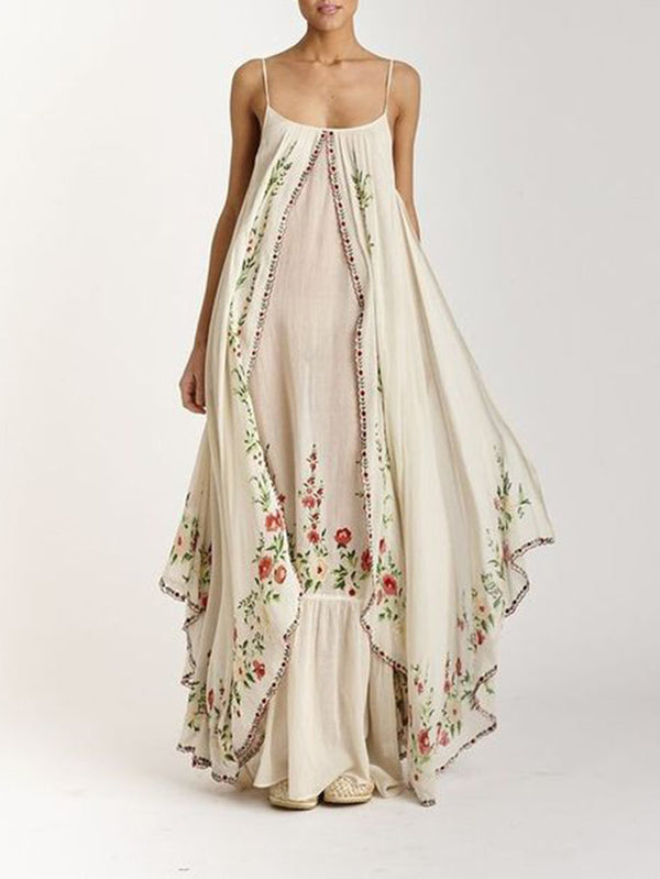 Vestido Largo Suelto con Tirante Único y Estampado - Falda Maxi Versátil - Image 4