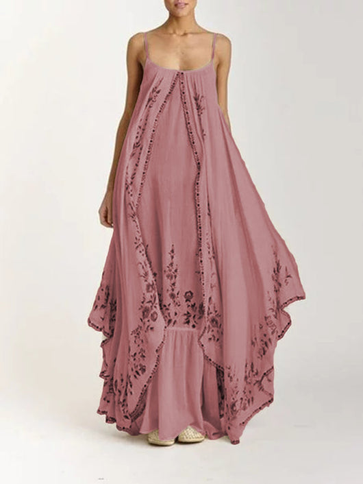 Vestido Largo Suelto con Tirante Único y Estampado - Falda Maxi Versátil - Image 5