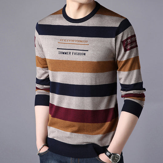 Camiseta Manga Larga Cuello Redondo para Hombre - Diseño Casual Tejido