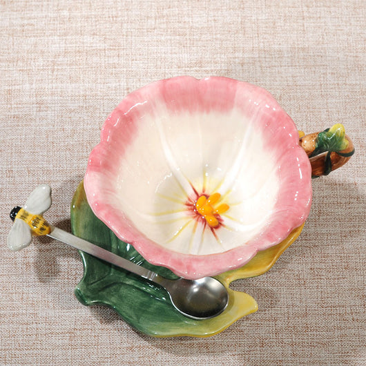 Juego de Tazas de Cerámica Diseño Rosa - Té y Café - Image 3
