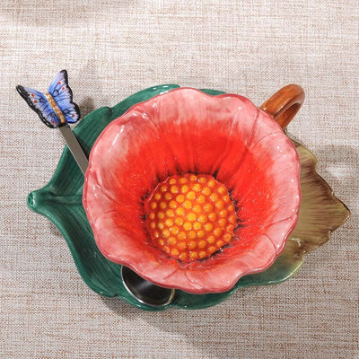 Juego de Tazas de Cerámica Diseño Rosa - Té y Café - Image 4